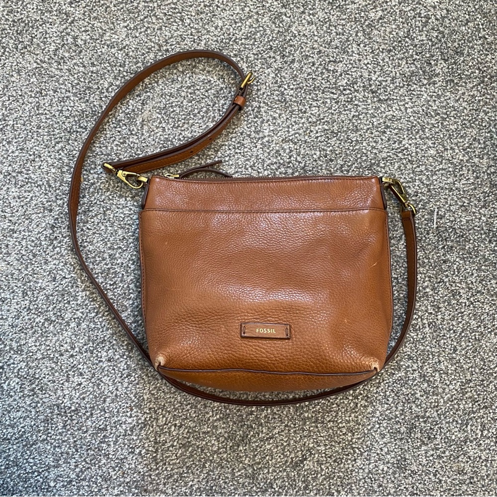 Fossil Brown Leather Crossbody Bag